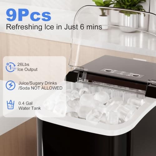 NEWBULIG Ice Makers Countertop with Handle, Portable Ice Machine — view 7