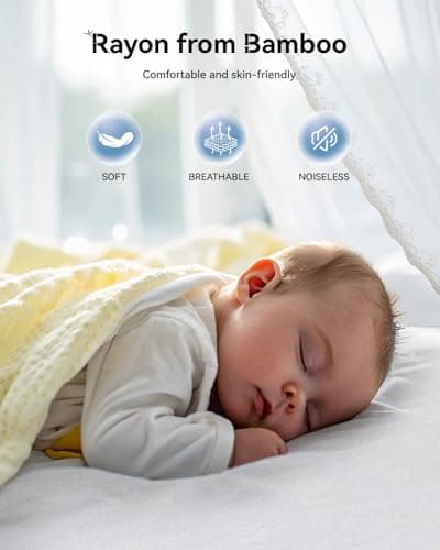 Queen Size Mattress Protector Cooling Waterproof Mattress Pad Cover,Bamboo Terry Top Breathable Fitted Sheet Style Deep Pocket-Noiseless,Vinyl,PVC Free Mattress Protector Queen for Pets Kids Adults
