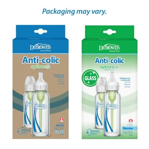 Dr. Brown’s Natural Flow Anti-Colic Options+ Narrow Glass Baby Bottles, 8oz, 2-Pack — view 3