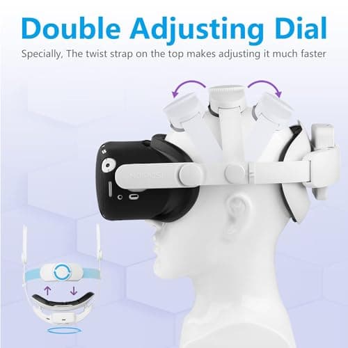 Head Strap with Battery for Oculus Quest 2, 7500mAh Extend 4-5H Playtime, Adjustable Comfort Elite Head Strap Replacement, Lightweight Design and Enhanced Support in VR for Oculus/Meta Quest 2 — view 3