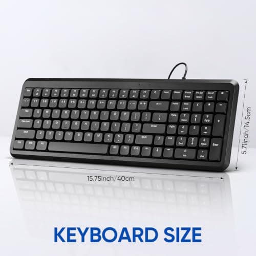Guiheng Wired Computer Keyboard, Plug Play USB, Large Number Pad, LED Indicators，Ergonomic, Anti-Wear Letters Full Size Keyboard,for Windows Mac PC Laptop-Black — view 2