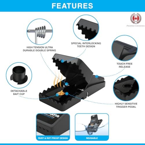 MOUSINATOR Mouse Trap | 8-Pack | Professional Mouse Snap Traps for Indoor & Outdoor Use | Easy to Set | Safe & Reusable | Easy to Clean | Effective Small Mice Catcher