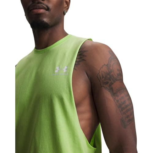Under Armour Men's Sportstyle Left Chest Cut-Off T-Shirt, (712) Lumos Lime / / White, Large — view 2