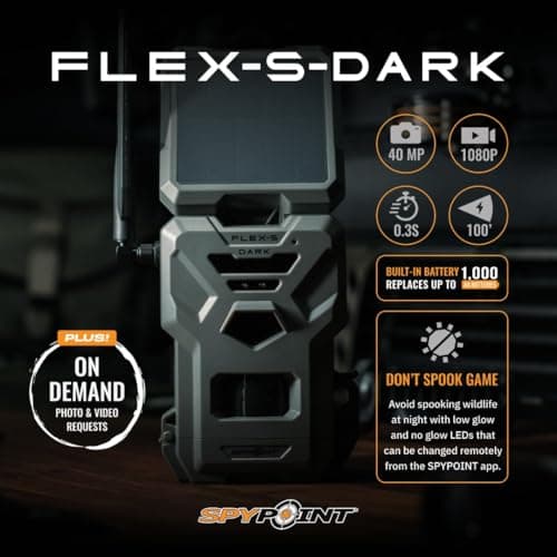 SPYPOINT Flex-S-Dark Solar Cellular Trail Camera – Built-in Solar Panel, 40MP Photos, 1080p Videos + Sound, No-Glow Game Camera, Night Vision, Motion Activated Trail Cam — view 2