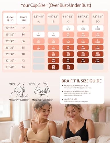 PoseFree Bras for Women Full Support - Push Up, Side Back Smoothing Jelly Bras Scalloped Seamless Wireless Comfort Everyday Tshirt Bralette - Nude L — view 5