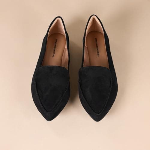 Amazon Essentials Women's Loafer Flat, Black Faux Leather, 12 — view 3