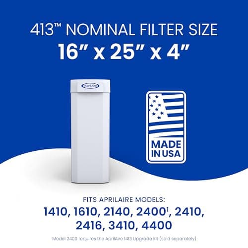 Genuine AprilAire 413 Replacement Filter for AprilAire Whole House Air Purifiers - MERV 13, Healthy Home Allergy, 16x25x4 Air Filter (Pack of 1) — view 8