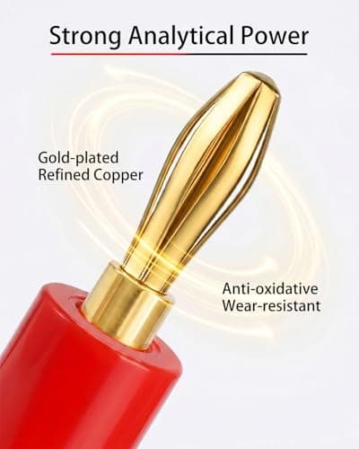 Zylveron Banana Plugs, Solderless 24K Gold Plated 4mm Speaker Wire Connectors