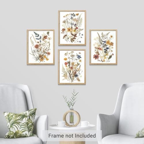 SIGNWIN Poster Botanical Flower Dried Flower Nature Illustration Decorative Country/Farmhouse Rustic Cozy Zen for Living Room, Bedroom, Office - 8"x10"x 4