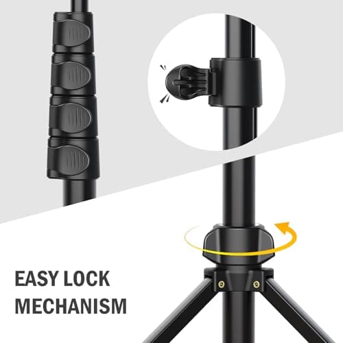 Liphisy 64” Tripod for Cell Phone & Camera, Phone Tripod with Remote and Phone Holder, Sturdy & Stable Height Adjustable Multi-Angle Shot Selfie Stick Tripod for Video Recording — view 4