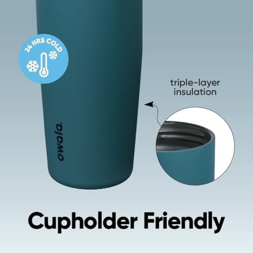 Owala FreeSip Sway Insulated Stainless Steel Water Bottle with Two-Way Spout, Built-In Straw and Bucket Handle, Made for Travel, School, and Sports, 30oz, BPA Free, Leak Proof, Denim — view 3