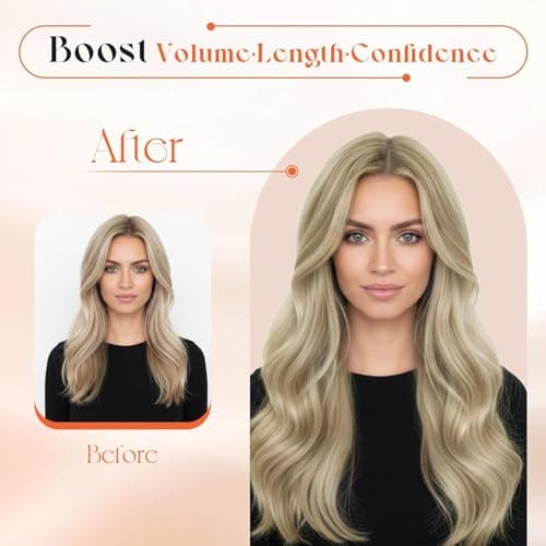 Sunny Hair Clip in Hair Extensions for Women 18inch 120g Remy Human Hair Extensions Clip in Human Hair Extensions Straight Human Hair Clip in Extensions Dark Ash Blonde Highlights Golden Blonde 7pcs — view 5