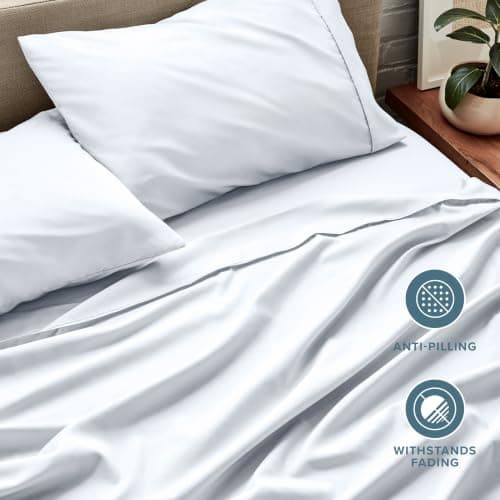 Bare Home Queen Sheet Set - 1800 Ultra-Soft Microfiber Queen Bed Sheets - Double Brushed - Queen Sheets Set - Deep Pocket - Bedding Sheets & Pillowcases (Queen, White) — view 6