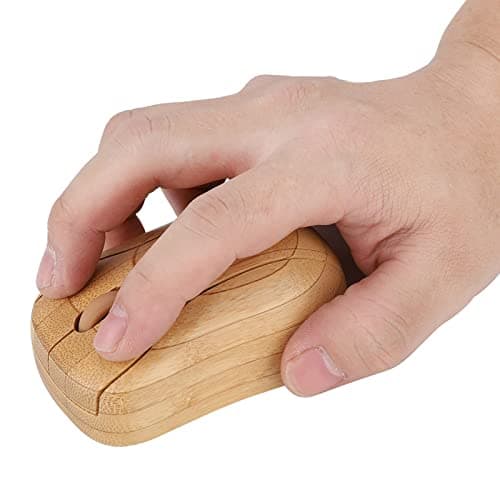 YUEHISY Bamboo Wireless Mouse Natural Wooden Optical Mouse, 2.4G Silent Ergonomic, Anti Static Bacterial, 1600DPI for PC Laptop Office Home — view 5