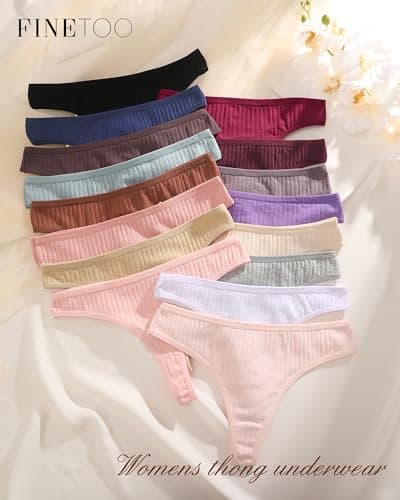 FINETOO 6 Pack Cotton Thongs for Women Breathable Low Rise Bikini Panties Womens Thong Underwear Sexy S-XL — view 5