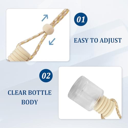 5PCS Car Air Fresheners Hanging Bottle with Wooden Cap and Rope,Empty Glass of Car Diffusers for Essential Oils Replacement,Car Accessories Car Perfume Air Freshener Bottle — view 2