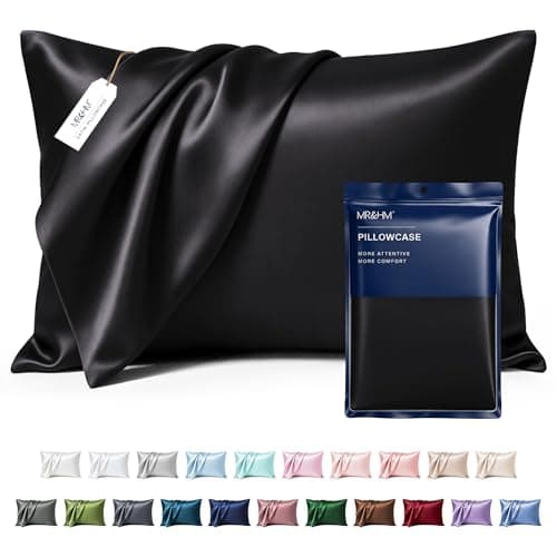MR&HM Satin Pillowcase for Hair and Skin, Silk Satin Pillowcase 2 Pack, Queen Size Pillow Cases Set of 2, Silky Pillow Cover with Envelope Closure (20x30, Black)