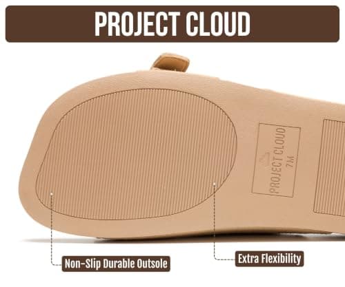 Project Cloud 100% Genuine Leather Dressy Flat Sandals for Women (Velora) — view 3