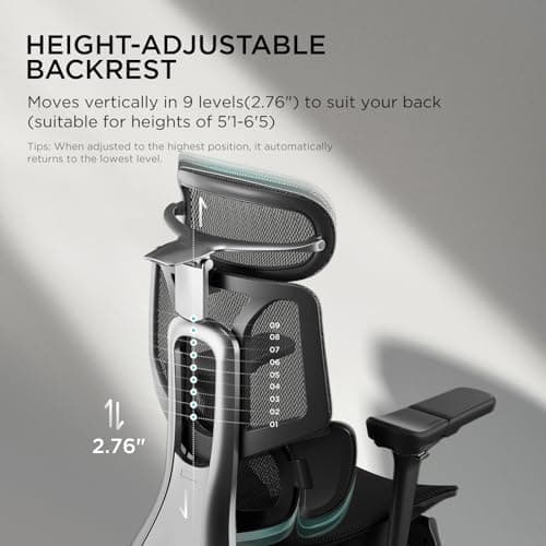 Hbada E3 Pro Ergonomic Office Chair, Big and Tall Office Chair - with 3-Zone Dynamic Lumbar Support, 4D Adjustable Headrest, 6D Adjustable Armrest, Black — view 4