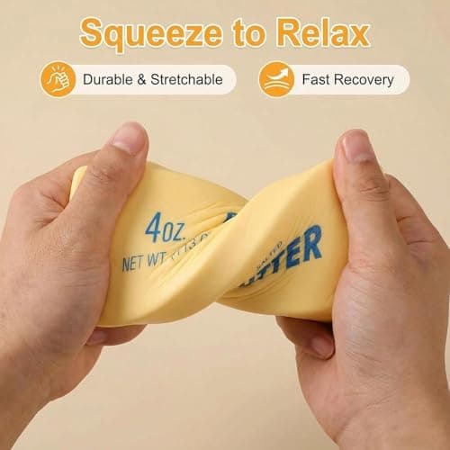 Slow Rebound Cute Butter Squeeze Stress Balls, 2026 New Squeeze Ball Realistic Butter Stick Soft Squeeze Toys, Upgrade Stress Relief Fidget Toys Wet Slow Rebound Stress Relief Toy (1, Yellow) (1Pcs) — view 2