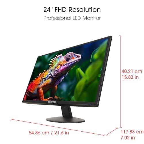 Sceptre 24-inch Prime Monitor Thin 1080p LED Monitor 99% sRGB 2x HDMI VGA Build-in Speakers, Machine Black (E248W-19203R 2025 Series)