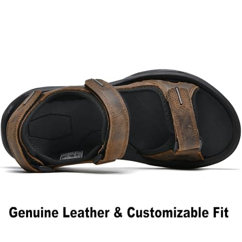 SHOPARKED Men's Leather Athletic Sandals Hiking Shoes EVA Cushion Foam Midsole With Arch support Rugged Durabrasion Rubber Outsole Dark Brown 9.5 — view 5