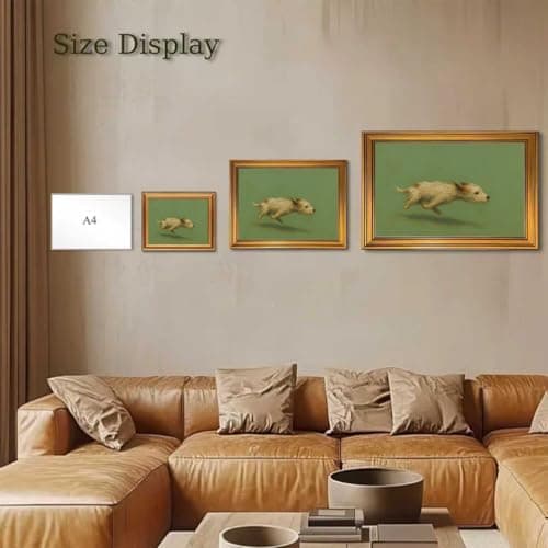 WZGZXU Vintage Gold Framed Wall Art Zoomies Dog Wall Decor Rustic Pet Canvas Art Whimsical Animal Pictures Running Dog Paintings Farmhouse Prints For Livingroom Bedroom 8x10in — view 7