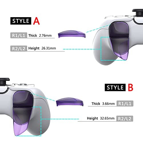 PlayVital Blade 2 Pairs Shoulder Buttons Extension Triggers for ps5 Controller, Game Improvement Adjusters for PS Portal Remote Player, Bumper Trigger Extenders for ps5 Edge - Clear Atomic Purple — view 2