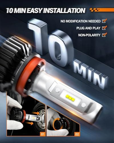 SEALIGHT H11/H8/H9 LED Headlight Bulbs, 40000LM 800% Super Brighter LED Lights, 6000K Xenon White Low Beam, Non-polarity, 50,000+ Hour Lifespan, Plug and Play, Halogen Replacement, Pack of 2 — view 3
