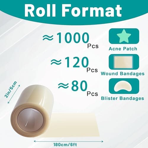 Hydrocolloid Roll, Hydrocolloid Bandages Roll for Wound Care, Medical Grade, Cut-to-Size, Self-Adhesive, Flexible & Waterproof, First Aid Kit Essential (2in x 6ft, 0.3mm Thickness)