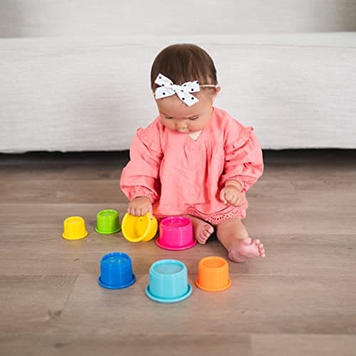 The First Years Stack & Count Stacking Cups - Colorful Baby Stacking Water Toys Set - Stackable Cups for Learning - Baby Bath Toys - Toddler Water Table Toys - 8 Count — view 2