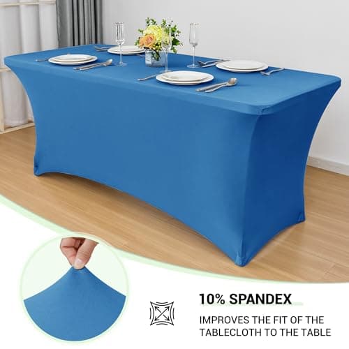 Obstal 4Ft Stretch Spandex Table Cover for Standard Folding Tables - 2 Pack Universal Rectangular Fitted Tablecloth for Party, Banquet, Events, Trade Show (Aqua, 48L x 24W x 30H Inches)