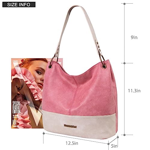 Montana West Large Hobo Bag Leather Purses and Handbags for Women Top Handle Shoulder Satchel Handbags Leather Tote Purse for Women MWC-047PK — view 5