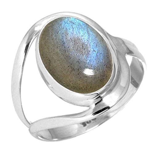 JEWELOPORIUM Gray Labradorite Natural 925 Silver Ring for Women Stone Cocktail Silver Ring Size 8 Easter Gift Victorian Jewelry