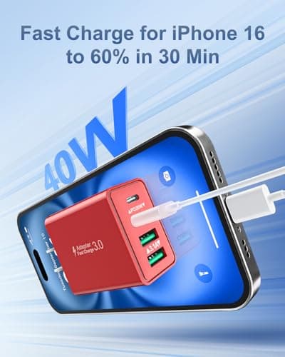 USB C Wall Charger, 4-Pack 40W 4-Port Type C Fast Charging Block Dual Port USBC Power Adapter + QC Multiport Wall Plug Multi Charger Block for iPhone 16 15 14 13 12 11 Pro Max Plus, iPad, Samsung