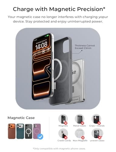 LISEN Qi2 15W Ultra Slim MagSafe Battery Pack,5000mAh Fast Charging MagSafe Power Bank Slim Wireless,Slim Magnetic Portable Charger,Magnetic Power Bank for iPhone Air/17/16/15-12 Series,Black