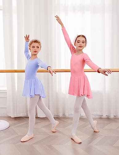 Arshiner Kids Girls Classic Long Sleeve Leotard Dance Ballet Dress Sky Blue — view 6
