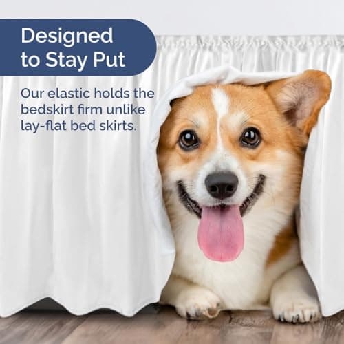 Wrap Around Dust Ruffle Bed Skirt, Queen Size Beds - 12 Inch Drop, White — view 6