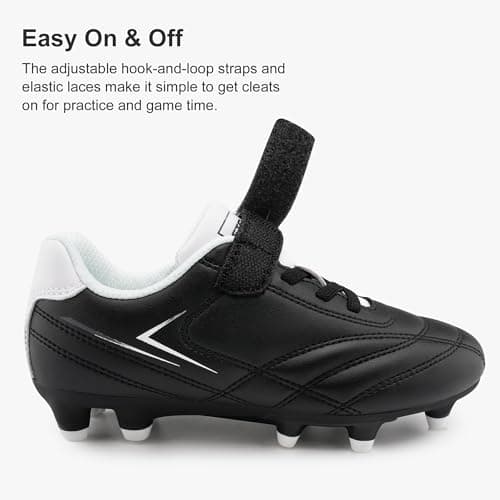 STELLE Kids Soccer Cleats Boys Girls Firm Ground Athletic Outdoor Football Soccer Shoes for Little/Big Kid(GCL005-Black,3ML) — view 4