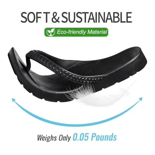 KIDMI Arch Support Flip Flops for Womens Comfortable Orthopedic Sandals for Plantar Fasciitis Beach Thong Slides, Black 39 — view 5