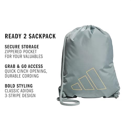 adidas Ready Sackpack – Drawstring Backpack Gym Bag, 13L