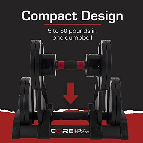 Core Fitness® Adjustable Dumbbell Weight Set By Affordable Dumbbells - Adjustable Weights - Space Saver - Weights - Dumbbells For Your Home - — view 4