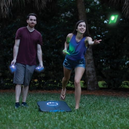 EastPoint Light-Up Cornhole Board Set - 24 x 18 in, 8 Cornhole Bags - Built-in LED Lights for Outdoor Games - Foldable with Carry Handles for Backyard Games - Integrated Return for Bean Bag Toss — view 4