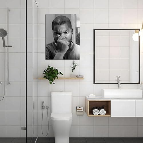 Framed Funny Bathroom Canvas Wall Art Set of 2 - Black and White Vintage Comedy Movies Posters, Funny Toilet Humour Smell Wall Decor Prints for Bathroom Decor 12x16in — view 3