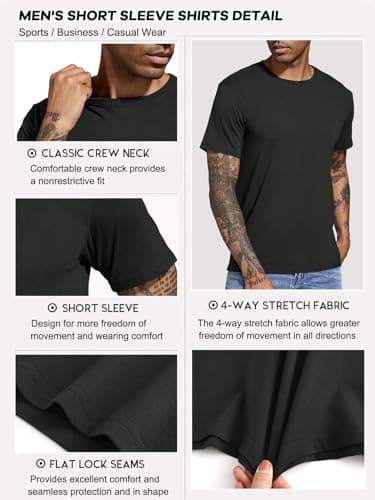 Boyzn Men's 4 Pack Cotton T-Shirts, Men's Short Sleeve Tees, Crewneck Cotton T-Shirts for Men Black/Black/Black/Black-4P03-L — view 4
