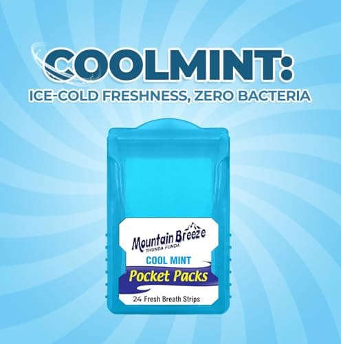 Mountain Breeze Oral Hygiene Mouth Freshener Sugar Free Cool Mint Flavoured Breath Strips (24 Strips Each Cassatte)-Pack of 1(3 Cassette) NEW — view 3