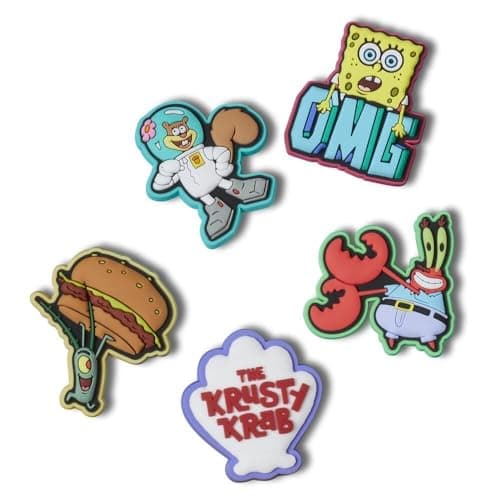 Crocs Unisex's Jibbitz Shoe Nickelodeon Spongebob Multi Pack, Charms Characters, 5 Pack
