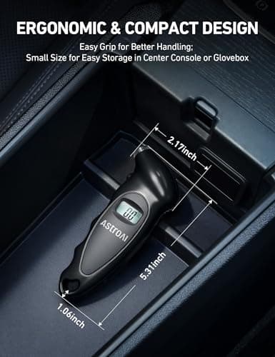 AstroAI Digital Tire Pressure Gauge 200 PSI, ANSI B40.7 Grade 2A Certified (+/-0.5%) Tire Pressure Monitor with AAA Batteries, Backlit LCD Displays, 4 Pressure Unit Settings for Car Trucks, Black,1P — view 5