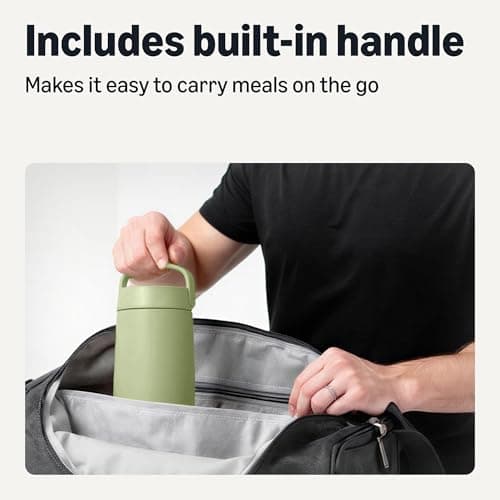 Amazon Basics Insulated Stainless Steel Food Jar, For Hot and Cold, Leak Proof, 16 oz., Olive — view 4
