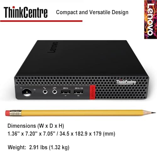 Lenovo Business Mini Desktop PC, AMD Processor, 4GB DDR4 RAM, 128GB PCIe SSD Drive, Dual Display Support, Wi-Fi, Bluetooth, USB & Ethernet Port, Windows 11 Pro, w/Keyboard & Mouse — view 7